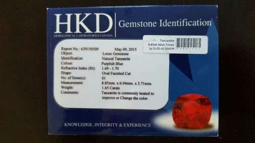 TANZANITE 1.65CTS OVAL FACET 100% NATURAL