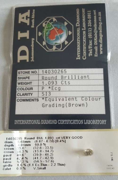 Certified Diamond 1.093Cts Round Cut