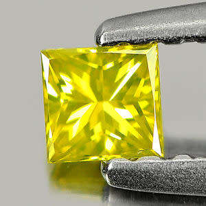 0.21CT. SQUARE PRINCESS CUT NATURAL YELLOW LOOSE DIAMOND