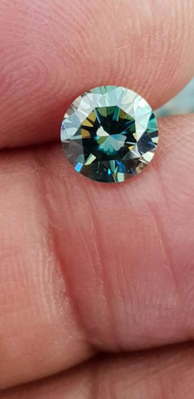 1.14ct S VVS1 Intense Green/Blue Round Excellent Cut Loose Moissanite