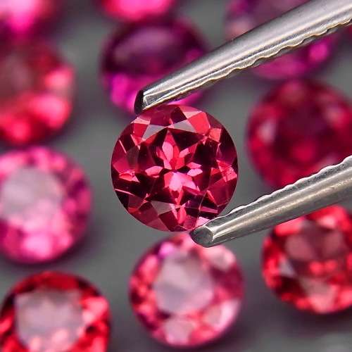 Round 4 mm.Ravishing Color! Cherry Pink Rhodolite Garnet Africa 5Pcs/1.44Ct.