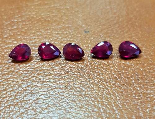 Natural Red Ruby Pear shape Madagascar 5 Pcs