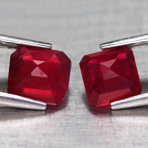 1.88 Ct. Ruby Pair Natural Scissor Cut Top Blood Red Matched Madagascar