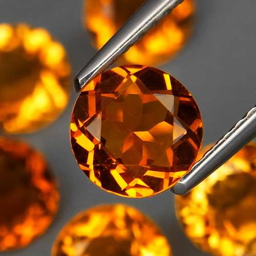 Natural Yellow Citrine Brazil 1Pcs/0.94Ct. Round 6.5 mm.