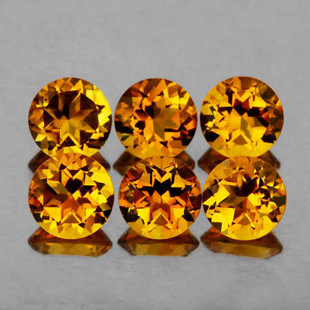 Yellow Citrine 1Pcs Round 5mm.Natural Brazil