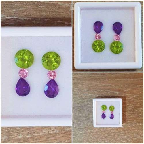 7.18Cts Natural Gemstone Earrings 3 Piece Combination Set