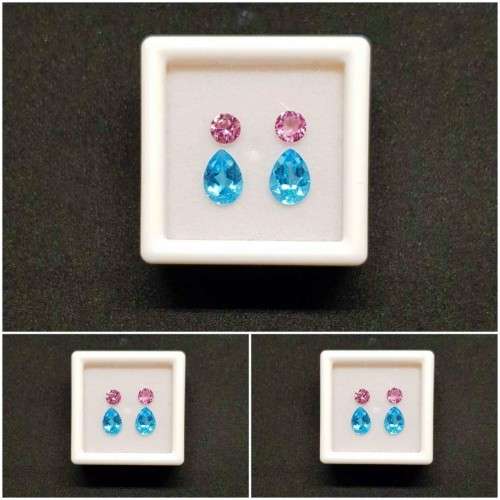 2.20Cts Natural Gemstone Earrings 2 Pieces Combination Set