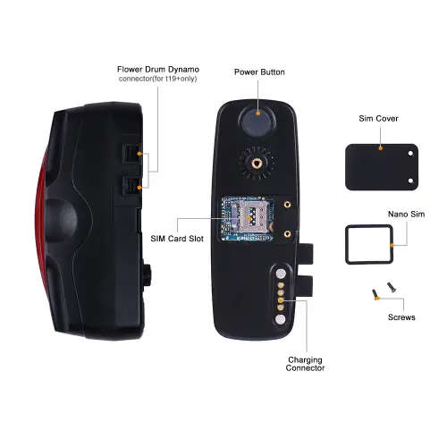 Bicycle GPS Tracker Bike Taillight 2600mAh Battery Waterproof IPX7 Free Web APP Bike GPS Locator T19