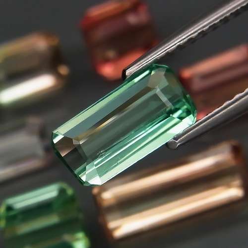 Fancy Color Tourmaline 7Pcs/7.70Ct. Emerald Cut 5.5x5.5-10x4mm.Natural