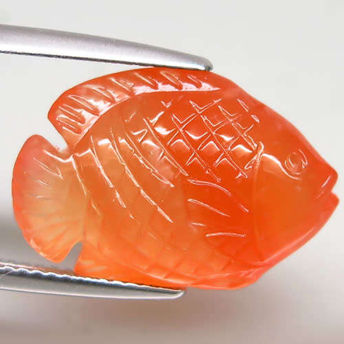 19.00Ct. Natural Orange Agate Fish Carving  Gorgeous