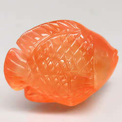 19Ct. Natural Orange Agate Fish Carving  Gorgeous