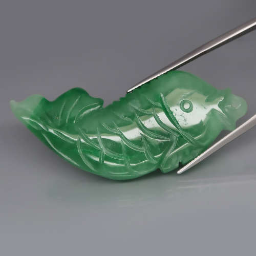 Green Jade Fish Carving 81.28Ct  Natural  MaeSai