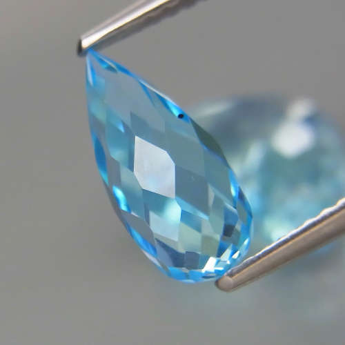 Briolette Swiss Blue Topaz 7.63Ct. 3 Pieces! Ravishing Color  Brazil