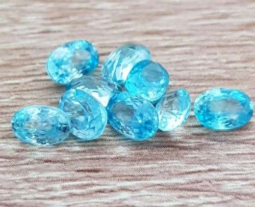 Blue Cambodian Zircon Oval 6x4mm.Ravishing Color Natural