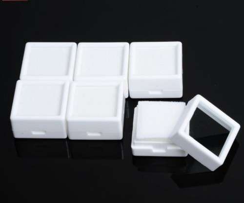 GEMS DISPLAY BOX SIZE 3x3mm - WHITE - PRICE IS FOR 20 BOXES