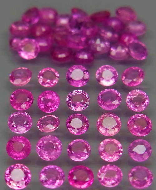 ** Top**  Pink  Ruby  Round Diamond Cut 2.7mm Gem