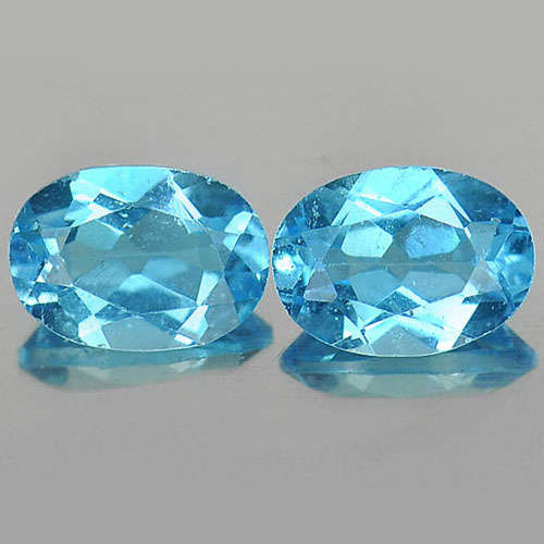 Topaz Swiss Blue 1.94 Ct. Oval Shape 7 x 5 Mm. 2 Pcs. Natural Gemstones