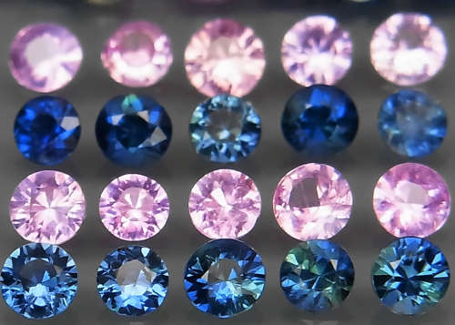 0.050Ct Sapphire Round Diamond Cut 2.1 mm.Pink & Blue Colour