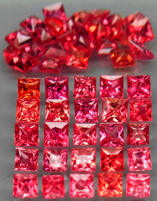 Princess Imperial Red Sapphire 0.11Ct - 2.2-2.5mm.Ravishing Color!