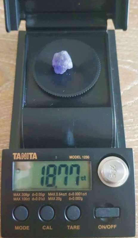 Tanzanite Rough 18.77ct  Purplish Blue 100% Natural