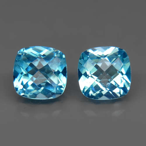 Baby Blue Topaz Brazil 2.91Ct Cushion Checkerboard 8x8 mm. Ravishing Color