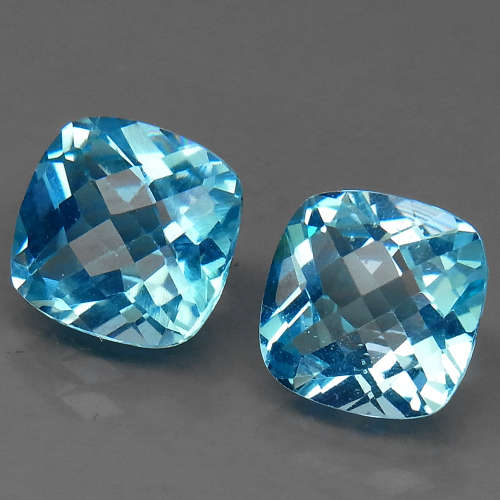 Baby Blue Topaz Brazil 2.91Ct Cushion Checkerboard 8x8 mm. Ravishing Color