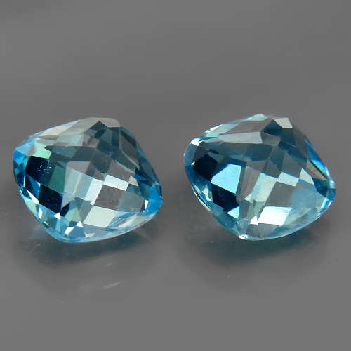 Baby Blue Topaz Brazil 2.91Ct Cushion Checkerboard 8x8 mm. Ravishing Color