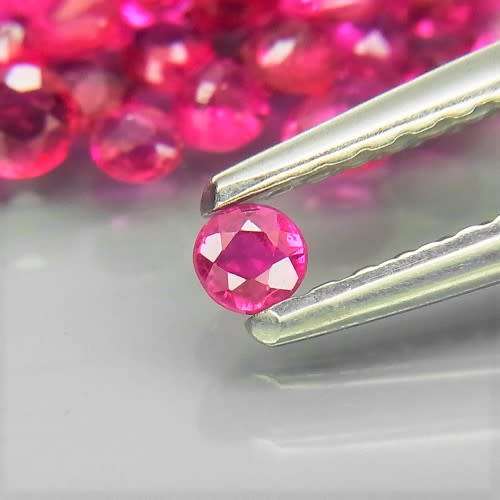 **Top Red Pink** Ruby  0.028Ct Round 1.5-2 mm. Rare! Thailand
