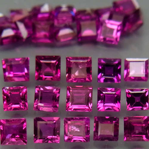 Pink Purple Ruby Square 2.5 mm.Rare! Thailand  (No Glass) 1Pcs/0.12Ct