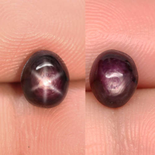 3.61Ct. Star Ruby Natural Oval Cabochon Purplish Red 6 Rays