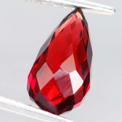 3.17Ct. Rhodolite Garnet Natural Briolette Checker Board Cut Orangish Red Africa