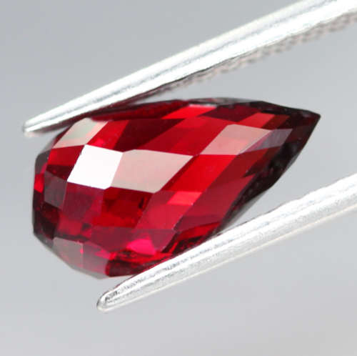 3.17Ct. Rhodolite Garnet Natural Briolette Checker Board Cut Orangish Red Africa
