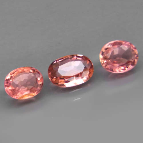 Pink Tourmaline 3Pcs/1.65Ct.Oval 5.5x4.5-6.5x4.5mm.Beautiful Color! Natural