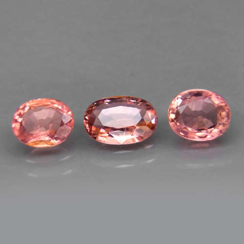 Pink Tourmaline 3Pcs/1.65Ct.Oval 5.5x4.5-6.5x4.5mm.Beautiful Color! Natural