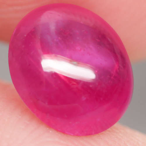 3.68Ct. Ruby  Oval Cabochon Purplish Red Color Good Sparkling! Madagasca