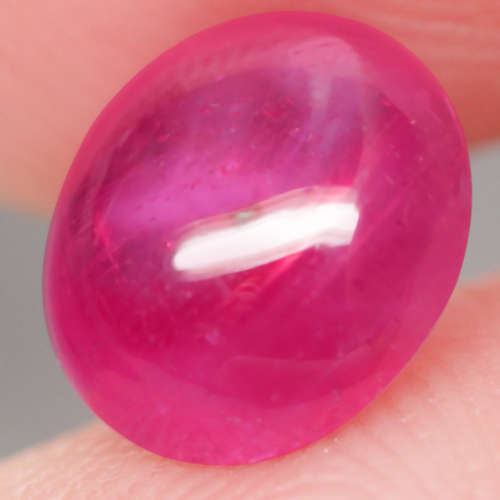 3.68Ct. Ruby  Oval Cabochon Purplish Red Color Good Sparkling! Madagasca