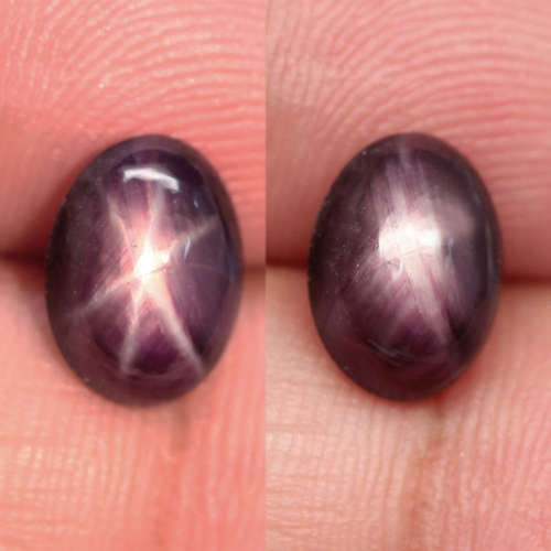 3.26Ct. Star Ruby Natural Oval Cabochon Purplish Red 6 Rays