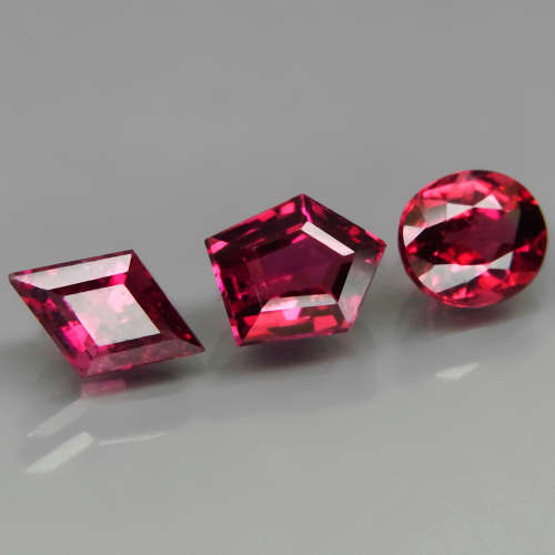 Cherry Pink Rhodolite Garnet 3Pcs/3.32Ct Mixed Shape 6x5.5 to 8.5x5.5mm.Natural