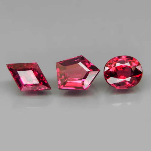 Cherry Pink Rhodolite Garnet 3Pcs/3.32Ct Mixed Shape 6x5.5 to 8.5x5.5mm.Natural