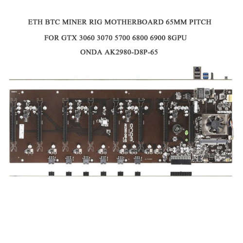 Crypto Miner Motherboard Onda AK2980 G16 D8P 65MM ETH BTC LTC XMR Mining Rig MB For GTX3060