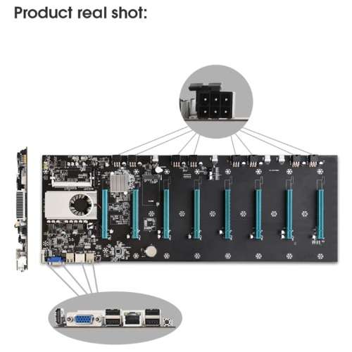 BTC-S37 Mining Machine Motherboard 8 X Graph Card SODIMM DDR3 SATA3.0 Support VGA + HDMI-Comp