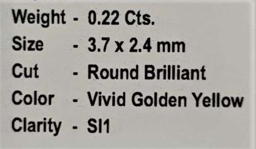 0.22Cts DIAMONDS SPARKLING VIVID YELLOW COLOR NATURAL