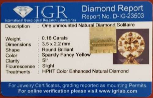 0.18Cts DIAMONDS SPARKLING  YELLOW COLOR NATURAL