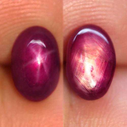 3.65Ct. Star Ruby Natural Oval Cabochon Purplish Red 6 Rays Amazing Madagascar