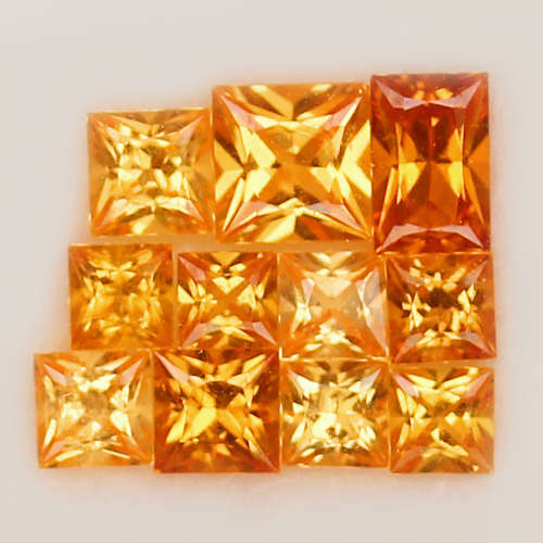 2.41ct. FANTA ORANGE SPESSARTITE GARNET 2.6-4.1MM.PRINCESS CUT 11PCS.