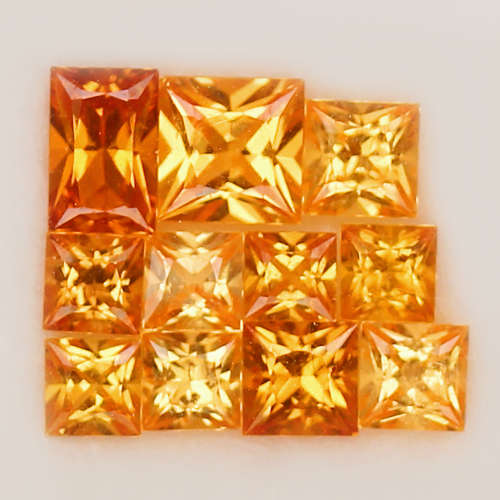 2.41ct. FANTA ORANGE SPESSARTITE GARNET 2.6-4.1MM.PRINCESS CUT 11PCS.