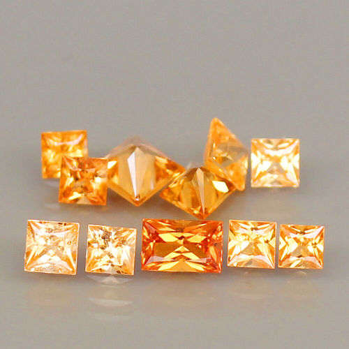 2.41ct. FANTA ORANGE SPESSARTITE GARNET 2.6-4.1MM.PRINCESS CUT 11PCS.