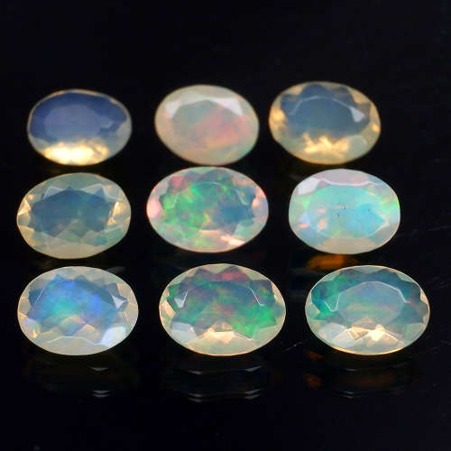 Opal Oval Yellow & Rainbow 7x5mm STRONG Natural  Sparkling.