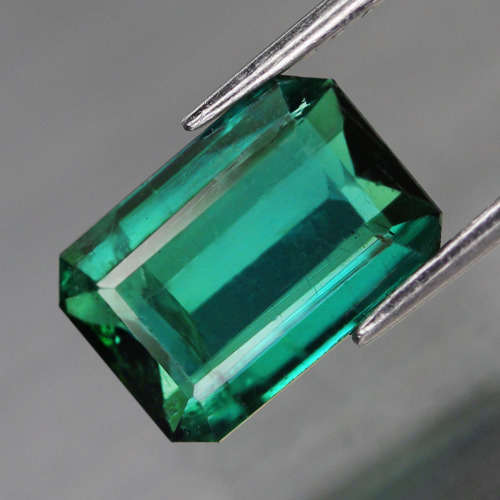 3.89Ct.  Blue Green Tourmaline Emerald Cut Africa Precious Gem Good Colour Natural