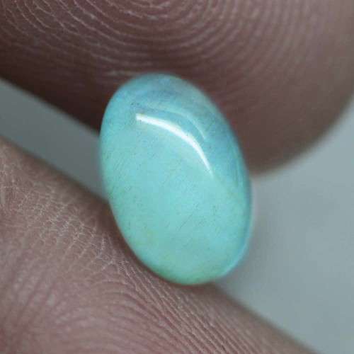 2.68Ct. Aquamarine  Oval Cabochon Greenish Blue Good Shinning! Brazil